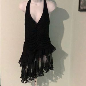 Metro Section black ruffle halter neck top size XL
